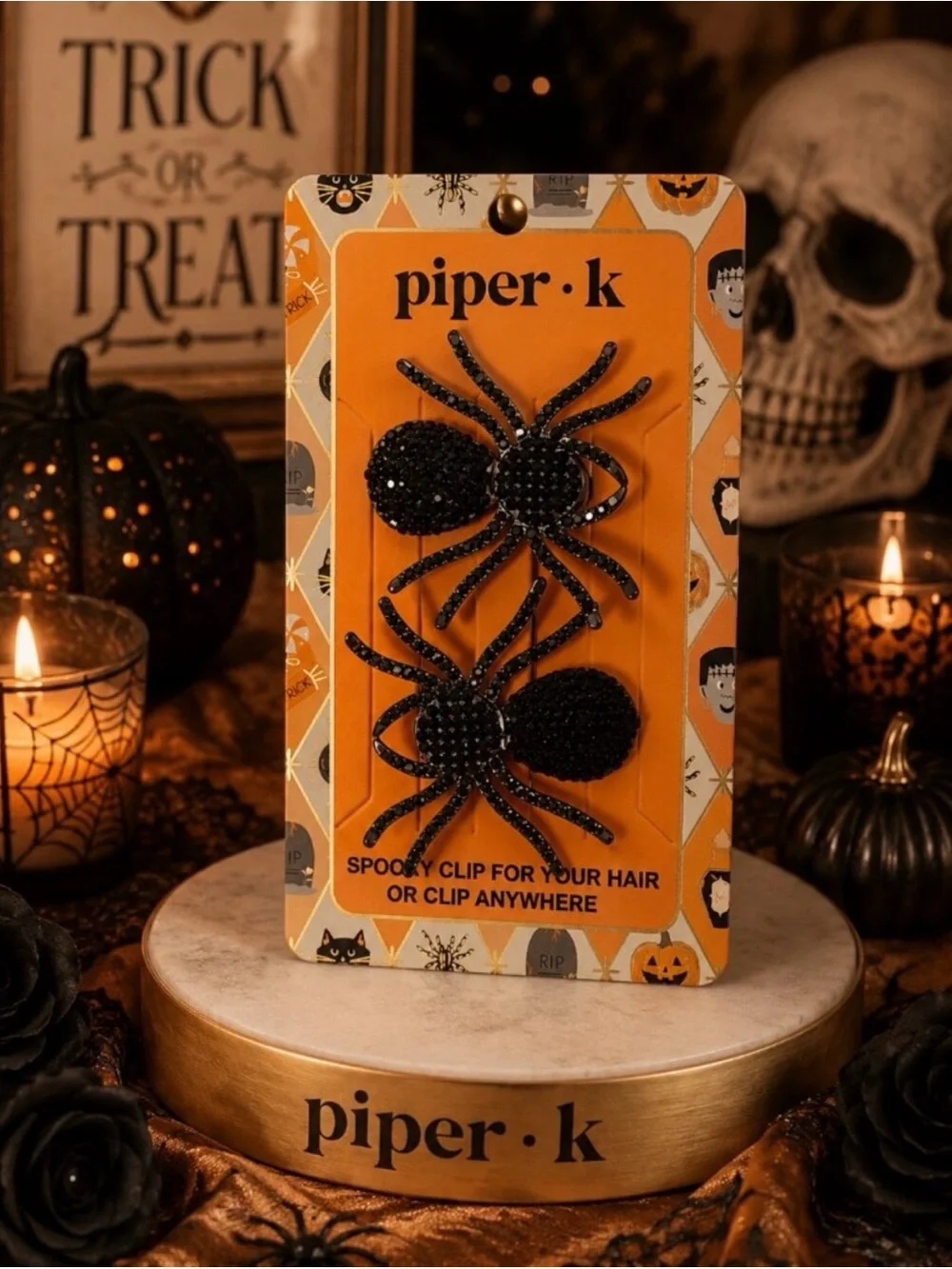 Piper.K Black Spider Hair Clips Halloween Spooky Accessory